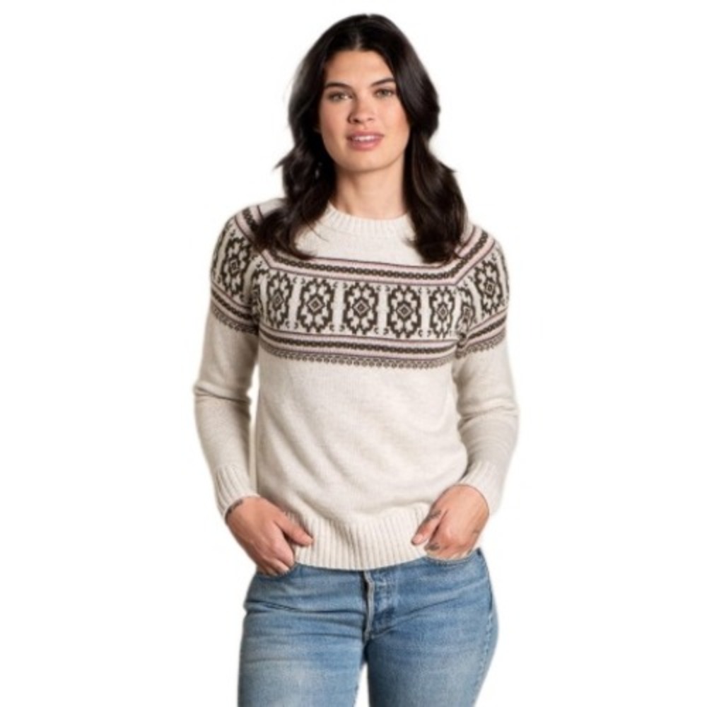 Toad&Co Cazadero Crew Sweater Oatmeal XL Wool Blend Fair Isle T1241020-284